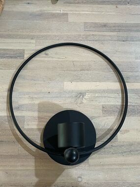 Wall Sconce Candle Holder, Round, Black Metal
